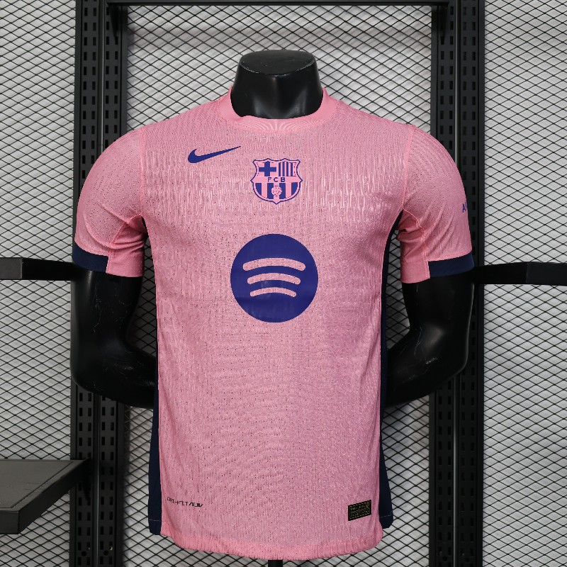 2025/26 Barcelona Away Soccer Jersey Player Version Barca Pink Jersey