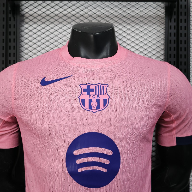 2025/26 Barcelona Away Soccer Jersey Player Version Barca Pink Jersey - Image 2