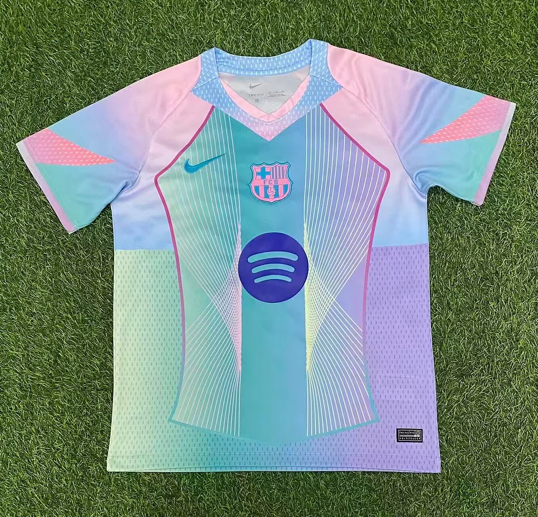 25/26 Barcelona Concept Pink Blue Gradient Soccer Jersey