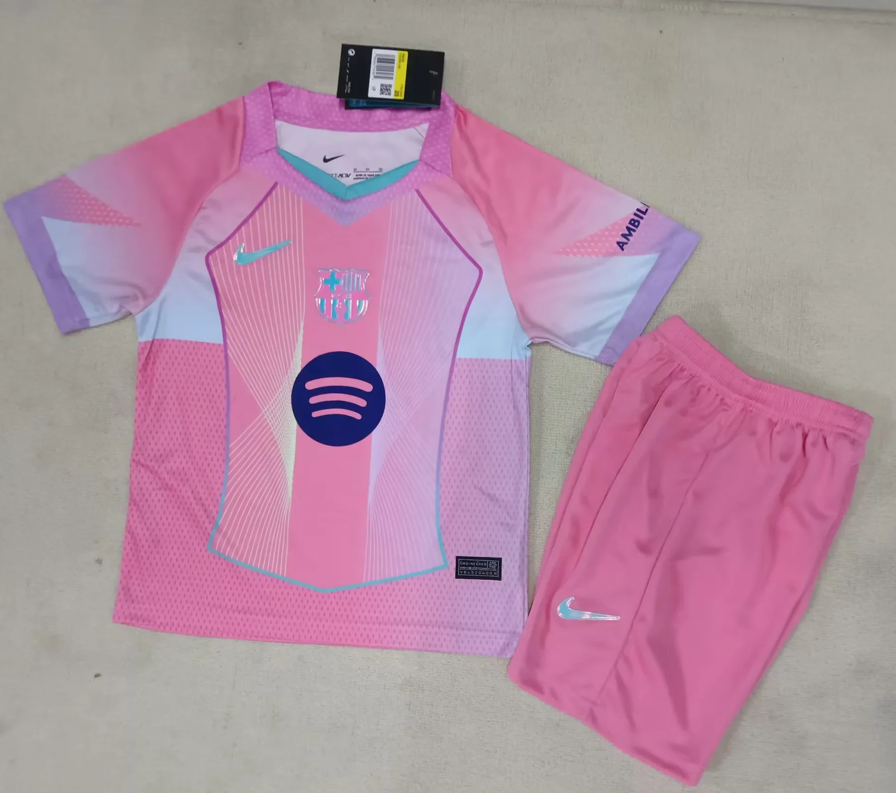 Kids 2025/26 Barcelona Jersey Barca Pink Jersey